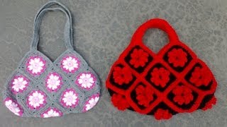 Granny Square Bag Crochet Tutorial Part 1 of 3 - Joining the Granny Squares