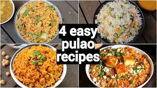 4 easy & quick lunch box pulao recipes | one pot tiffin box recipes | lunch box rice recipes