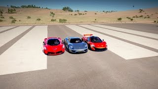 Porsche 918 vs McLaren P1 vs LaFerrari Drag Race! Forza Horizon 3