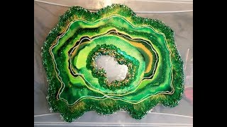 Green & Gold Free Form Resin Geode