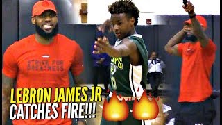 LeBron James Jr CATCHES FIRE w/ LeBron LOVING Every Second of It!! Proud Dad LeBron!