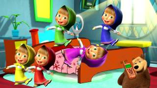 Маша и Медведь Песенка Маша прыгает на кроватке 5 Little Monkeys Jumping on the