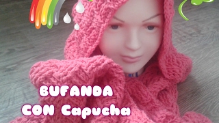 Bufanda con capucha de ganchillo fácil todas las tallas