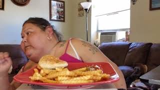 Cheeseburger and French fries. 3 shout outs.