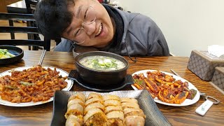 70년된 식당에서 막창순대+따로국밥+숯불닭발+오징어불고기 먹방. Mukbang