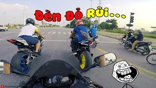 Phản ứng của người đi đường khi S1000RR,R1,CBR600 dừng đèn đỏ và cú đề pa KHÉT LẸT của 3 thanh niên