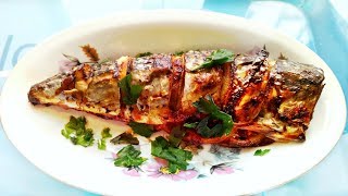 Скумбрия с лимоном и луком запеченная в духовке! Очень вкусная рыбка!
