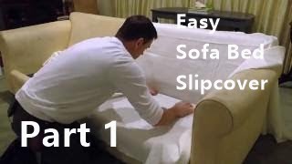 Sofa bed slipcover using easy pattern method.