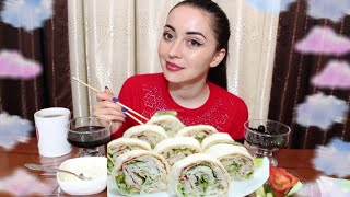 РОЛЛЫ ИЗ ЛАВАША/ ПЛОХОЕ НАСТРОЕНИЕ MUKBANG не ASMR