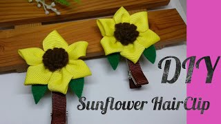 Hairclip Ideas: How to make Sunflower on Ribbon - Tutorial #6