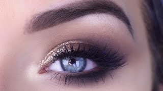 EASY Prom Eye Makeup Tutorial | Bronze Glitter Smokey Eye