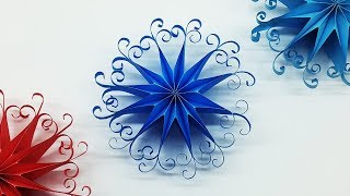 DIY 3D Quilling Paper Snowflakes | Christmas Tree Ornaments