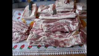 Засолка и копчение сала , грудинки . Мой рецепт . Часть 1