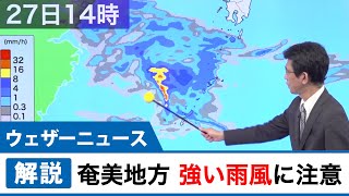 奄美地方はこの後、強い雨風に注意