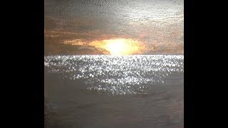 #1Закат.Как создать Контрастность, Сияние ,блики  на воде. Акрил. Creating the glow on the water