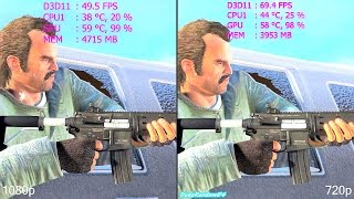 GTA 5 MAXED OUT 1080p Vs 720p GTX Titan X Frame Rate - VRAM Comparison