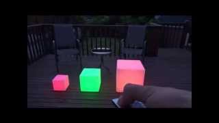 LED Light up Waterproof Cordless Glow Cube Seat Furniture – 17”, 12” , 8” - With Remote Control