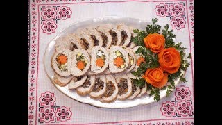 Рулет из куриного фарша с начинкой / Рулет из курицы \  Рулет з куриці\Рецепт мясного рулета.