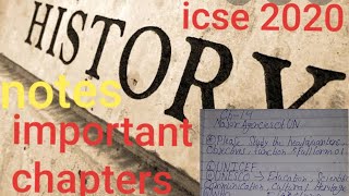 ICSE 2020 history important chapters