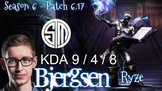 TSM Bjergsen RYZE vs EKKO Mid - Patch 6.17 NA Ranked | League of Legends