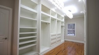 Building built-in wardrobe cabinets in walk-in master closet