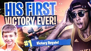 HELPING 8 YEAR OLD KID (JOEY) WIN HIS *FIRST GAME* EVER!  Fortnite Battle Royale