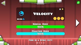 VELOCITY - [LEVEL 1 - 4] ALL COINS - STICKY CITY -GEOMETRY DASH WORLDS