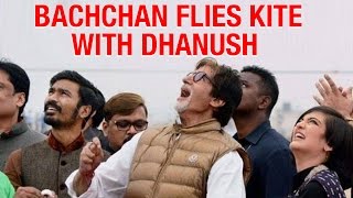 Amitabh Bachchan flies kite with Dhanush and Akshara Haasan - Ahmedabad (15-01-2015)