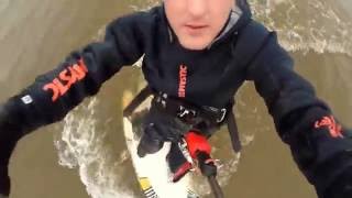 Kitesurfing on Liquid Force kite fish 5`3 (2014-10 St Petersburg)