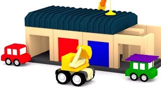 Мультфильмы все серии подряд. 4 машинки играют в конструктор.