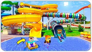 САМЫЙ ОГРОМНЫЙ АКВАПАРК В МАЙНКРАФТ! НУБ И ДЕВУШКА НА ГОРКАХ В MINECRAFT!