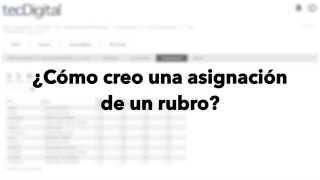 TEC Digital: ¿Cómo crear una asignación de un rubro?