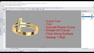 Jewelry CAD Design Tutorial #3- How to Make a Cross Ring Model in Rhino 5