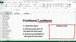 Excel - Split Full Names into First and Last with the LEFT, RIGHT, FIND, and LEN Functions