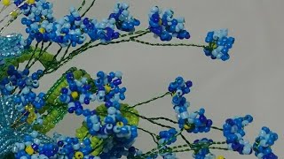 Незабудки из бисера МК от Koshka2015 - цветы из бисера, бисероплетение, МК  Часть 2. Листья и сборка