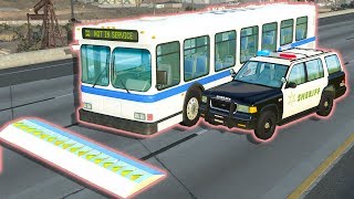 BUS POLICE CHASE WITH SPIKE STRIP TAKE DOWN! - BeamNG Drive Police Pursuits