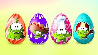 Learn English with Om Nom - Om Nom opens eggs with surprises