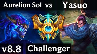 AURELION SOL vs YASUO (MID) ~ Legendary, Perfect KDA 12/0/5 ~ Korea Challenger ~ Patch 8.8