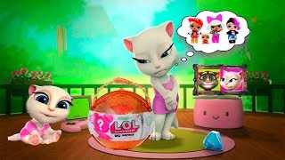 Моя Говорящая Анджела #6   Карамелька открывают огромный LOL  Мультик для детей #УШАСТИК KIDS