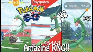 Pokémon GO | 96% IV CAUGHT?! 8X RAYQUAZA RAIDS! (Level 5) | Legendary Gym Raids Ep. 63