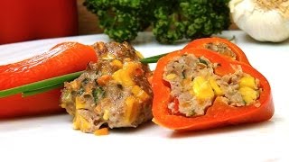 Gefüllte Paprika mit Hackfleisch Video / Rezept