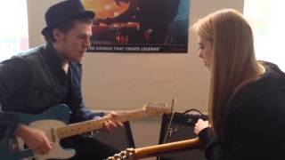 Joel Peat of Lawson teaches Olivia string bend techniques