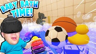 CAN BABY PLUG UP THE BATHTUB WITH ALL HIS TOYS AND FLOOD THE HOUSE?! | Baby Hands VR Gameplay