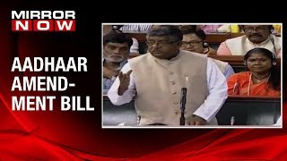 Law minister Ravi Shankar Prasad speaks on AADHAAR amendment bill in Parliament