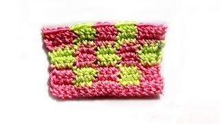 Вязание крючком.Crochet. Разноцветный узор  "Шахматка"