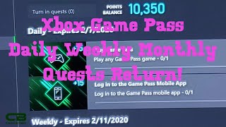 Xbox Game Pass Daily Weekly Monthly Quests Return! Lots of Microsoft Rewards Points up for Grabs