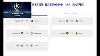 Футбол Лига Чемпионов 2017/2018. Раунд плей - офф. Результаты и расписание