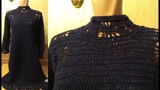 Платье крючком с ажурной отделкой