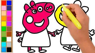 Como Dibujar y Colorear a Peppa Pig y a Su Amiga Susy Oveja | Cómo dibujar a Susie Oveja