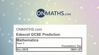 2019 Nov Predicted Maths GCSE Paper 2 Edexcel (Foundation Paper 2) Calculator Exam 1MA1/2F